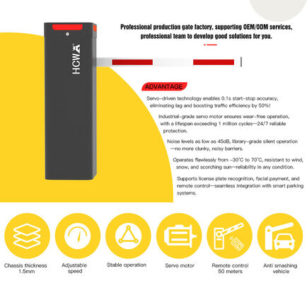 HCW ISO 9001/CE Certified Parking Barrier Gate with 340*340*1095mm Enclosure and Cold Rolled Steel Construction
