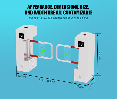 HCW Vertical Turnstile Gate with Facial Recognition Technology Compact Waist-High Design for 30-45 People/Minute Traffic