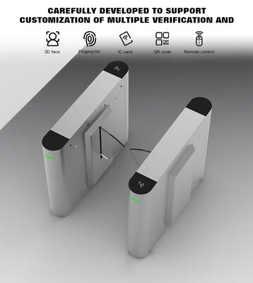 HCW Flap Barrier Turnstile with 15mm Plexiglass Door Wings 4 Pairs Infrared Beams and ISO 9001/CE Certification for Secure Access Control