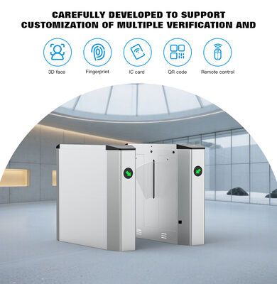 HCW Face Recognition Turnstile Security Wing Gate with 304 Stainless Steel IP42 Rating and 40W DC Brushless Motor for Pedestrian Access Control