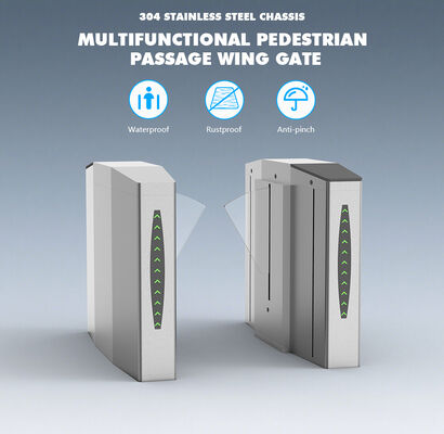 HCW विंग गेट टर्नस्टाइल जिसमें 40W DC ब्रशलेस मोटर RS485/RS232 इंटरफ़ेस और RS485/RS232 इंटरफ़ेस फ्लैप बैरियर टर्नस्टाइल है